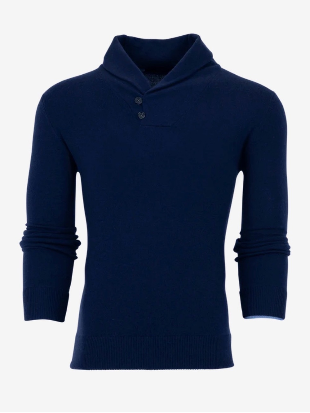 Greyson Men's Navy Shawl Turtleneck Button Sweater